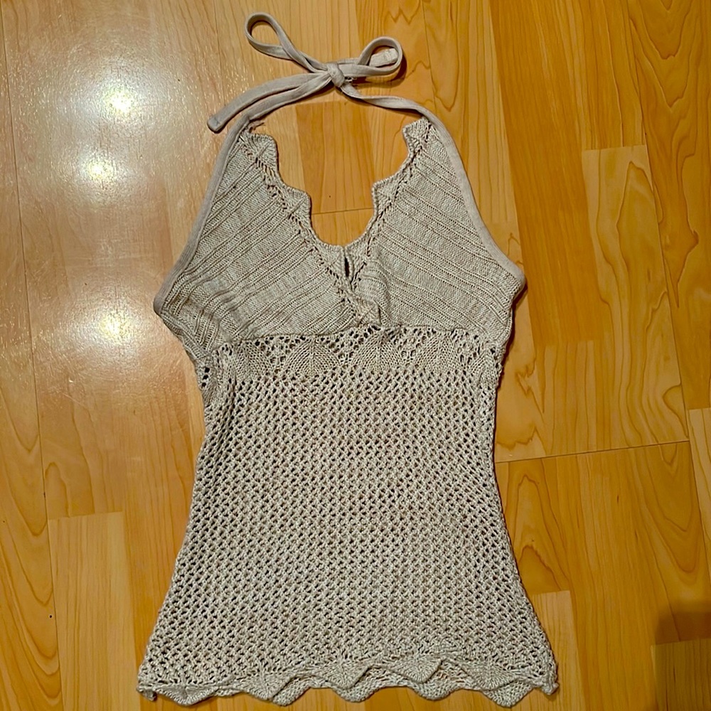 Adorable Beige Knit Tie up top